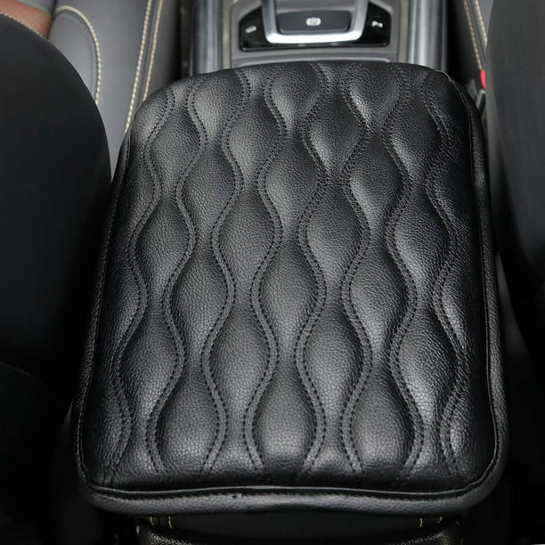Universal Car SUV Armrest Pad Cover Auto Center Console PU Leather Cushion Black 